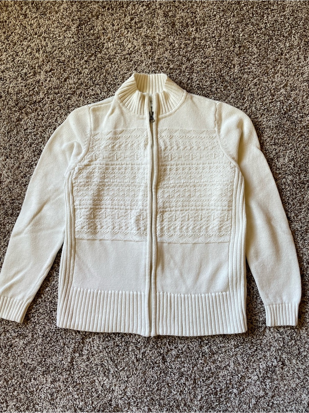 Christopher & Banks Cardigan Sweater Off-White Color 100% Cotton Size Small EUC